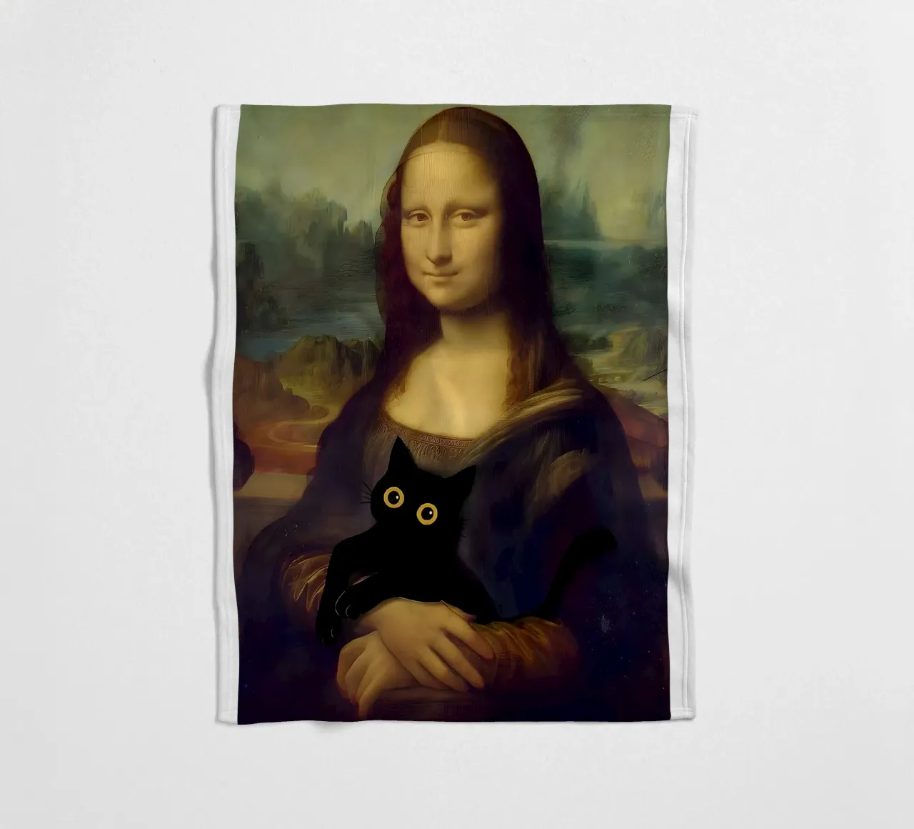 Lisa con un gatto nero coperta in pile da ART BEST