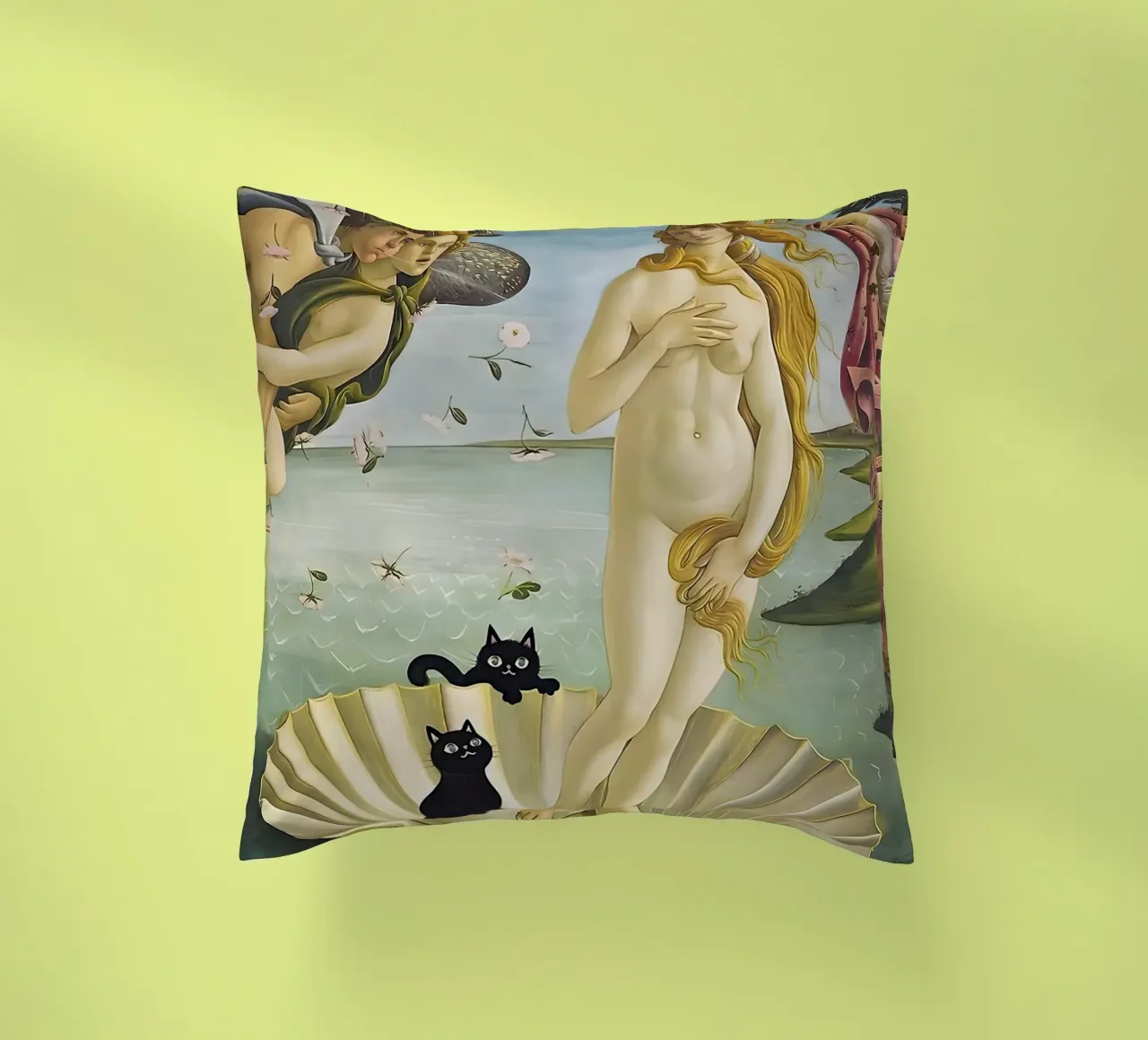 La nascita di Venere con due gatti neri Botticelli cuscino da ART BEST