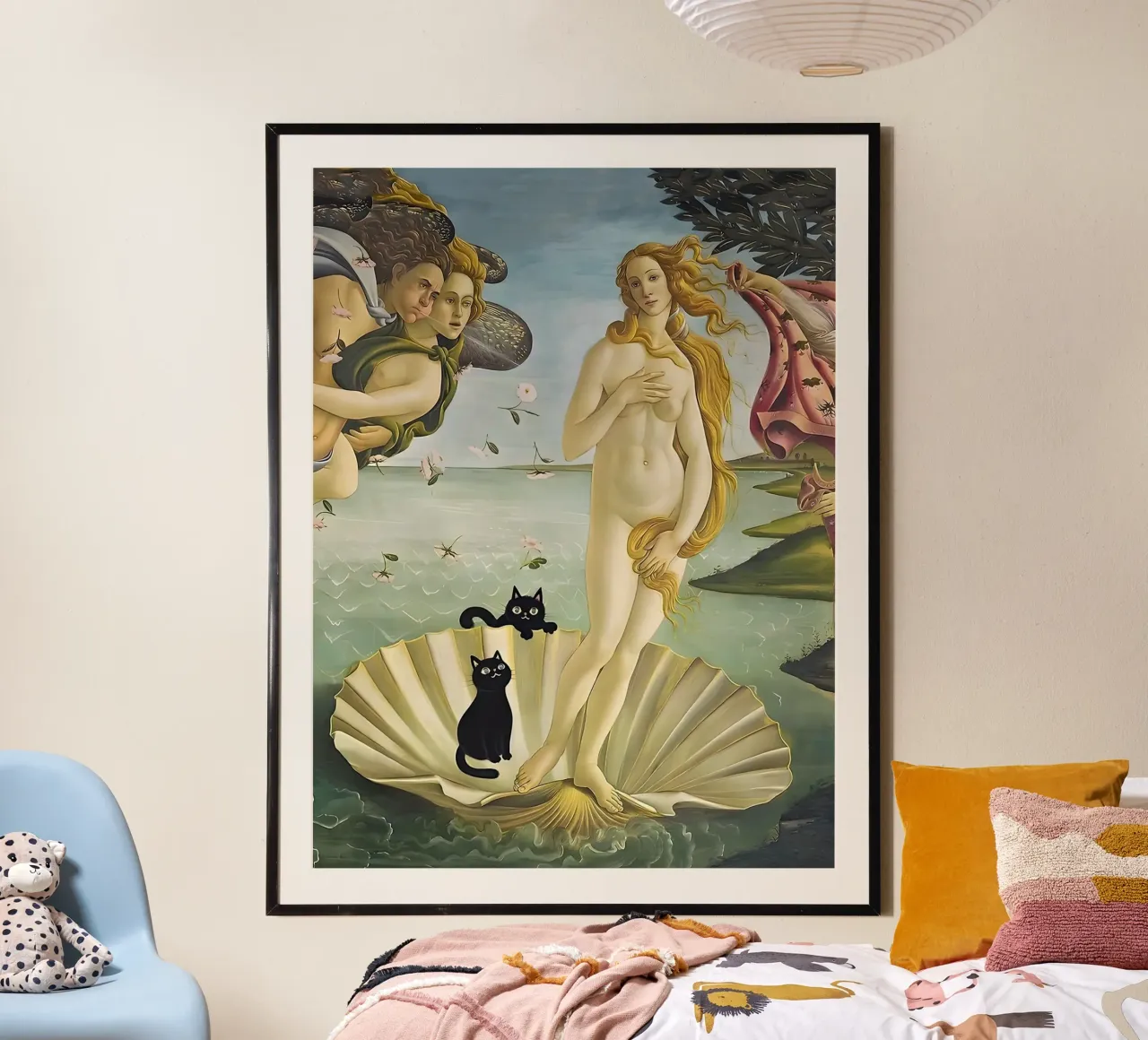 La nascita di Venere con due gatti neri Botticelli carta hahnemühle da ART BEST