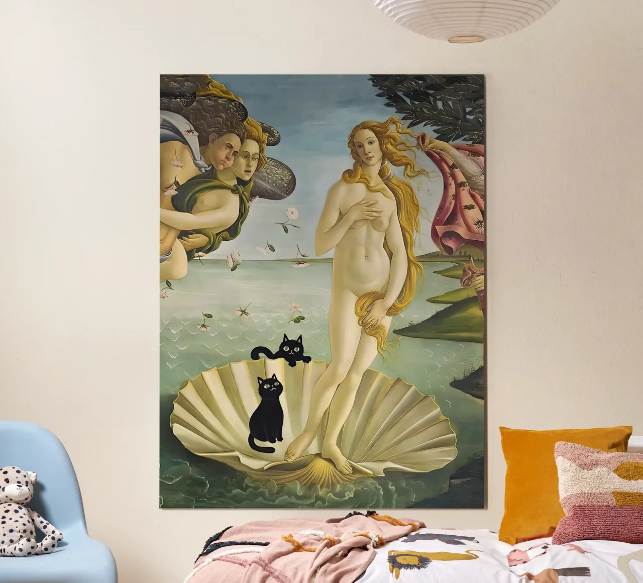 La nascita di Venere con due gatti neri Botticelli carta hahnemühle da ART BEST