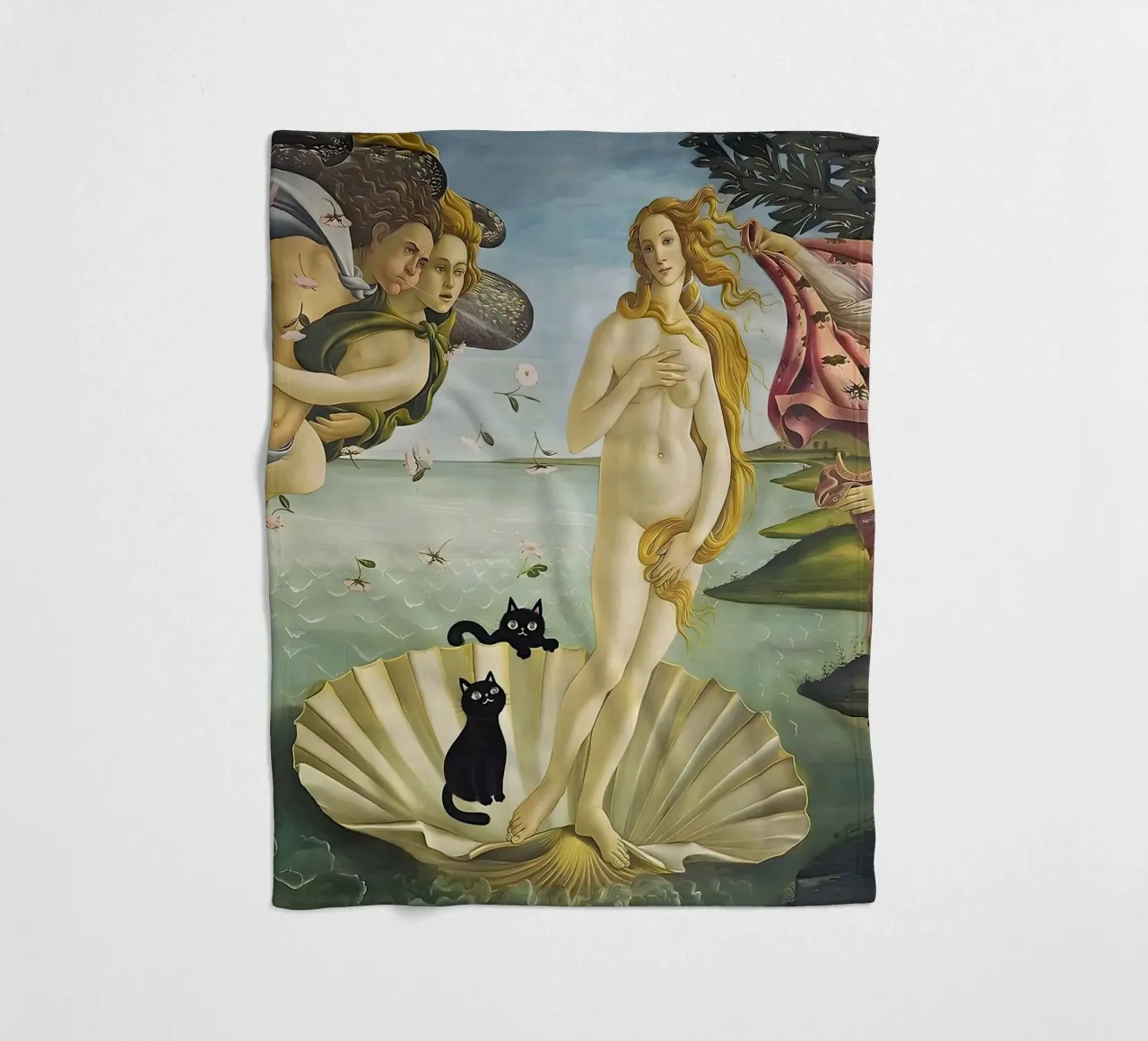 La nascita di Venere con due gatti neri Botticelli coperta in pile da ART BEST