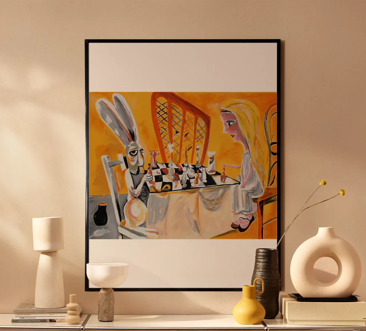 Charles Blackman Alice nel paese delle meraviglie poster con telaio in alluminio da Cindy Cronin