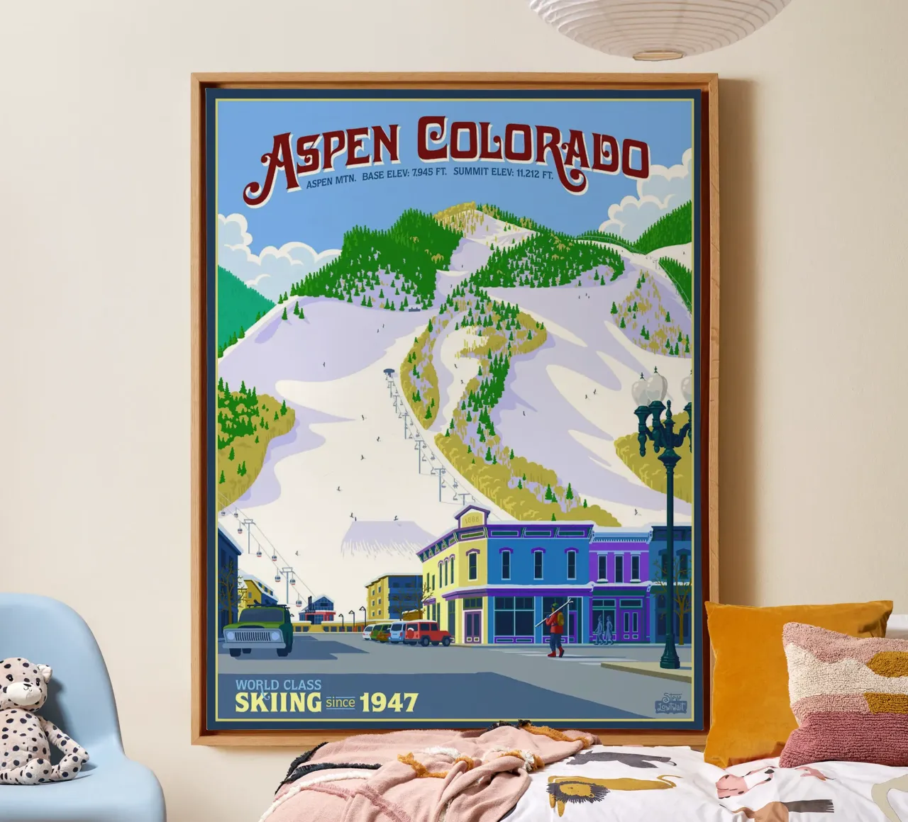 Skiën in Aspen canvas met Baklijst van williamsshop
