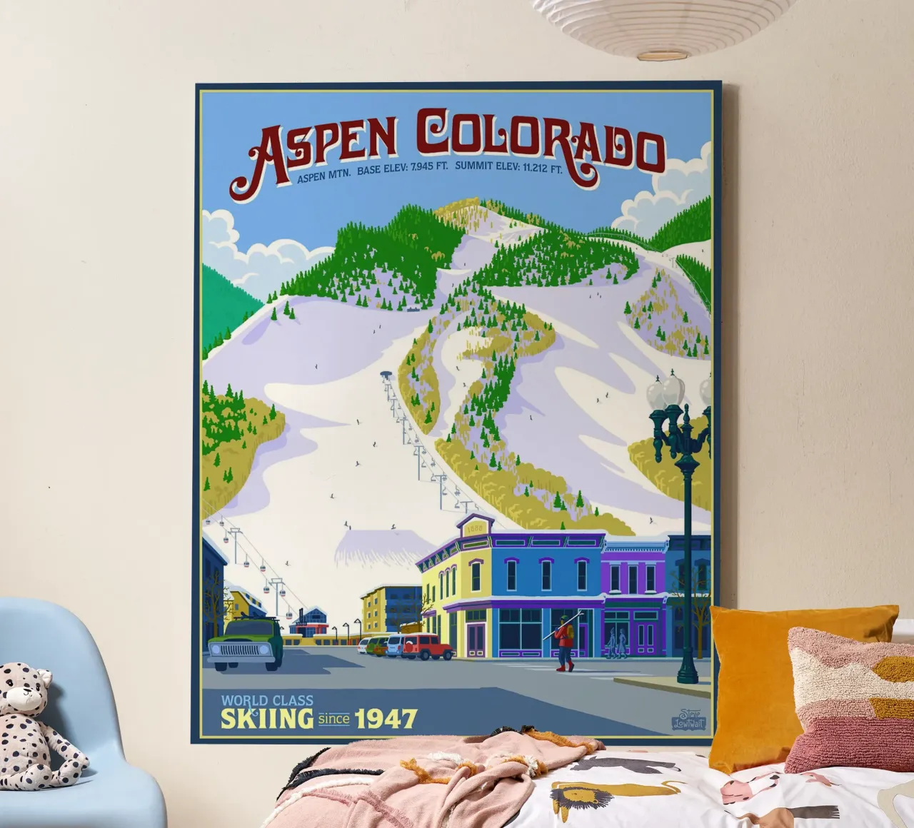 Skiën in Aspen canvas met Baklijst van williamsshop