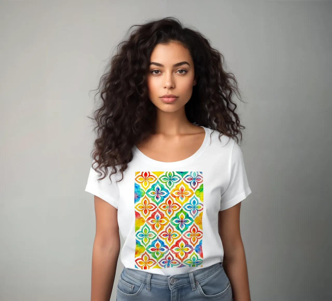 abstract geometric flower line women's fitted t-shirt by arkhanz