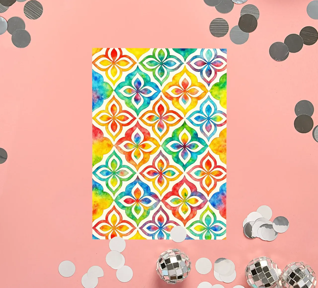 linea geometrica astratta di fiori adesivo da arkhanz
