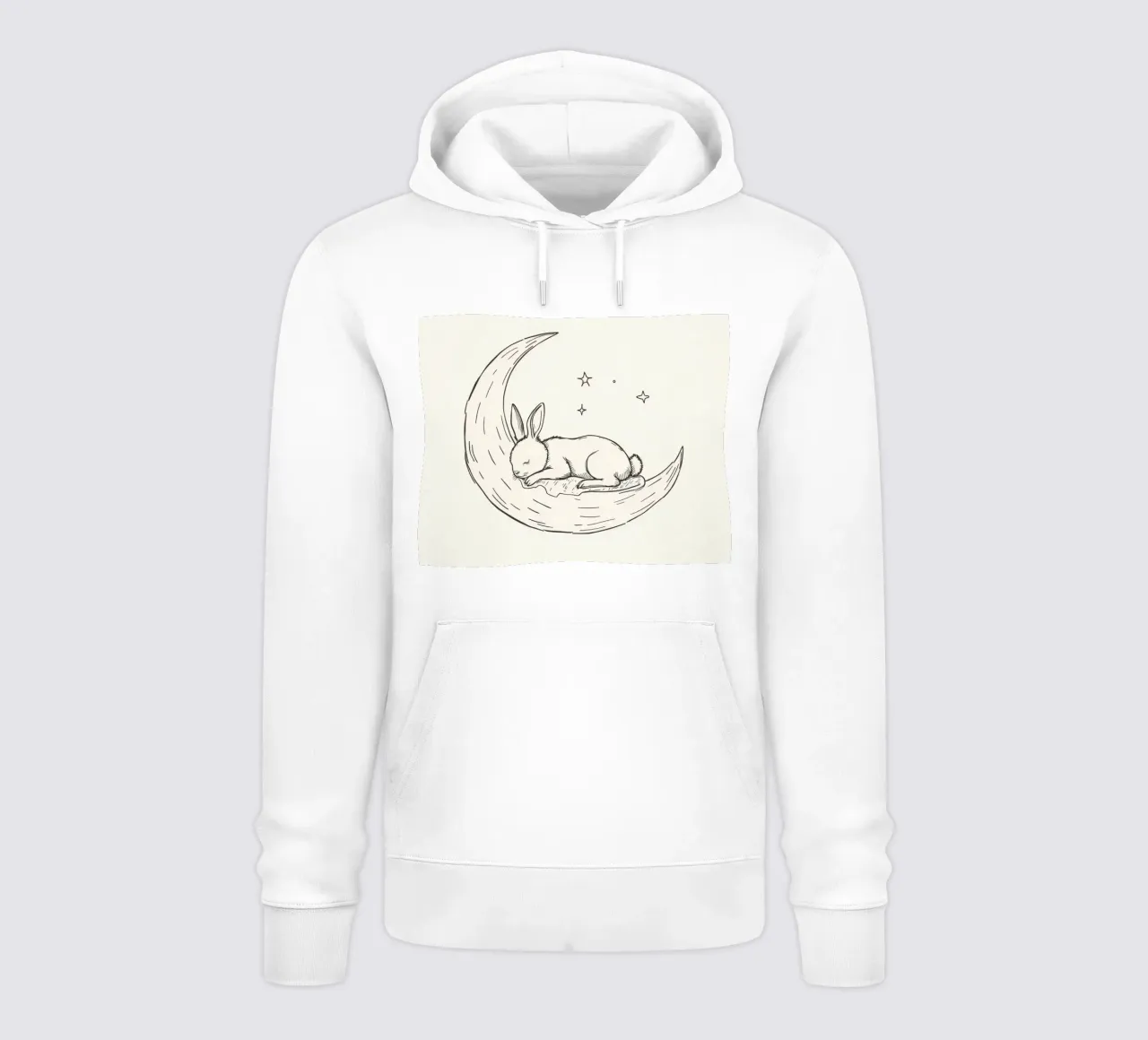 Coniglietto addormentato che riposa pacificamente su una luna crescente felpa con cappuccio da DesignDoodle
