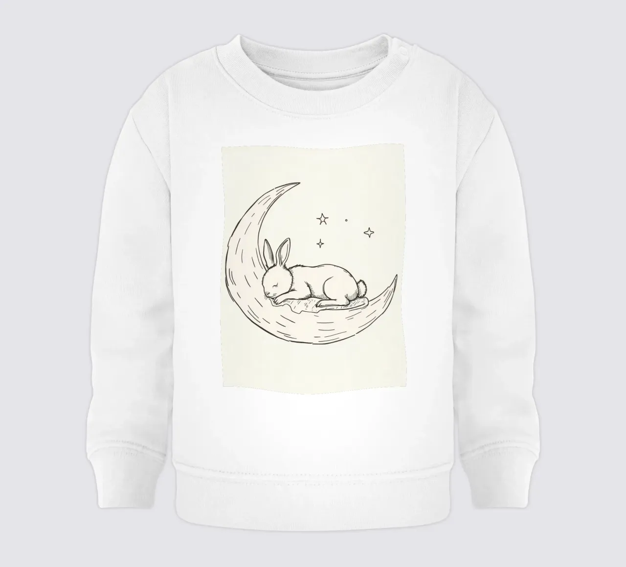Coniglietto addormentato che riposa pacificamente su una luna crescente felpa neonato da DesignDoodle