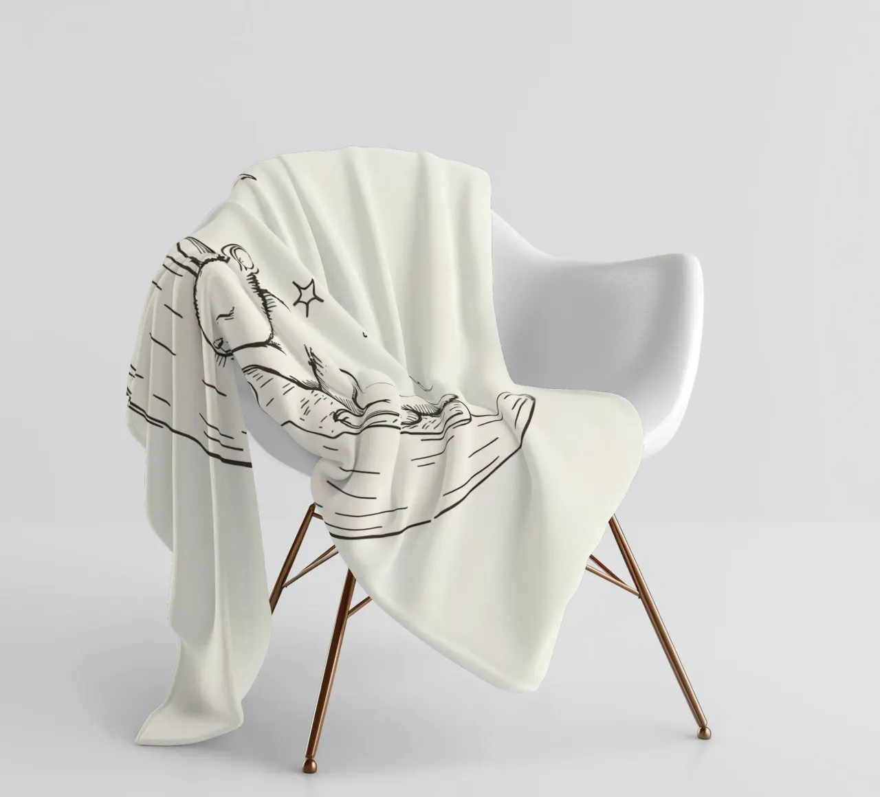 Coniglietto addormentato che riposa pacificamente su una luna crescente coperta in pile da DesignDoodle