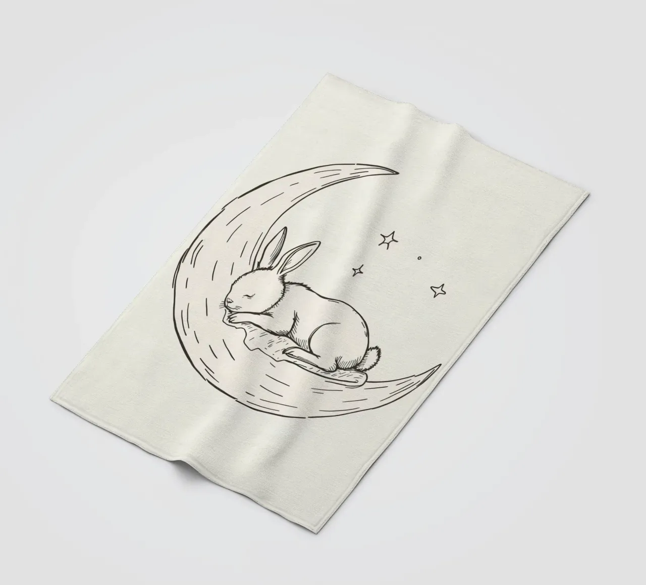 Coniglietto addormentato che riposa pacificamente su una luna crescente coperta in pile da DesignDoodle