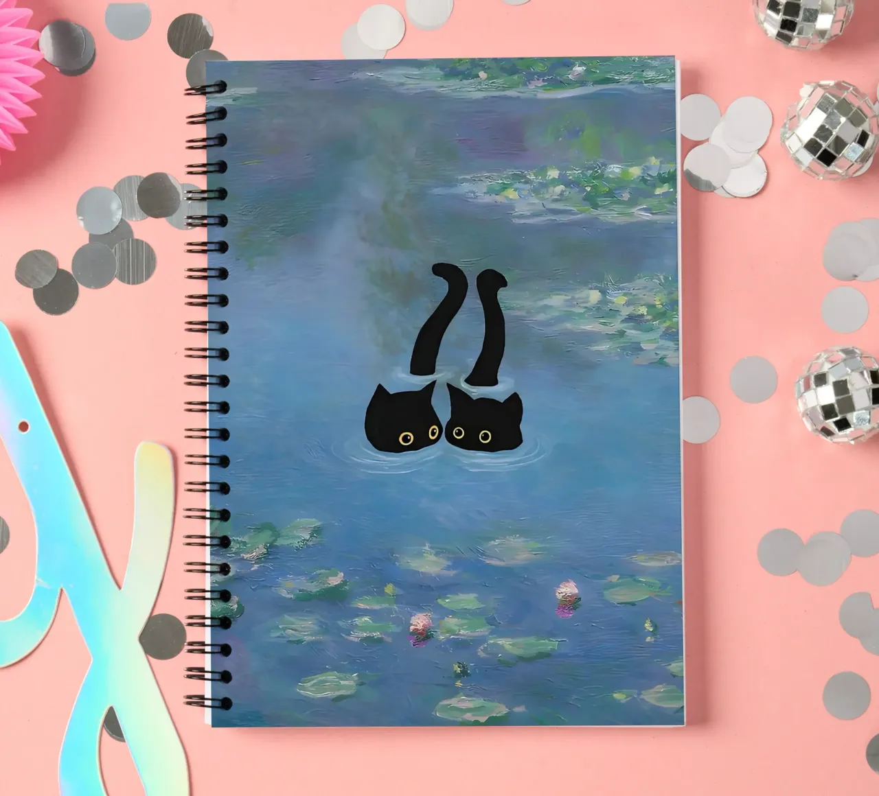 Cat Monet Waterlily spiral notebook by ART BEST