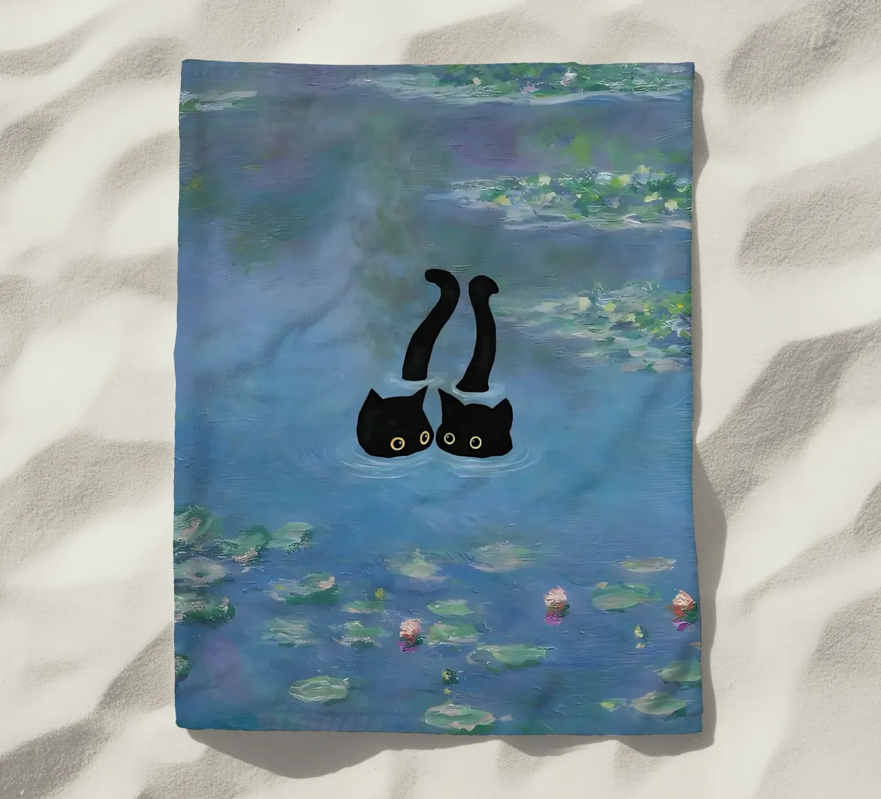 Gatto Monet Ninfea telo mare da ART BEST