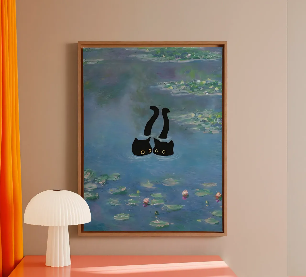 Cat Monet Waterlily canvas by ART BEST