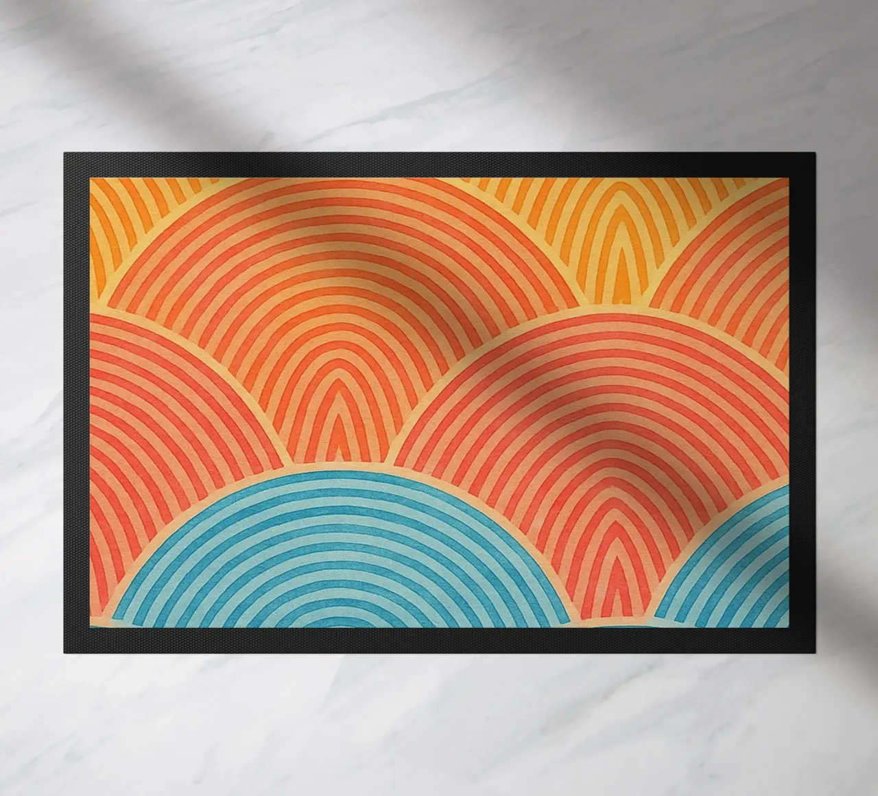abstract geometric half circle line doormat by arkhanz