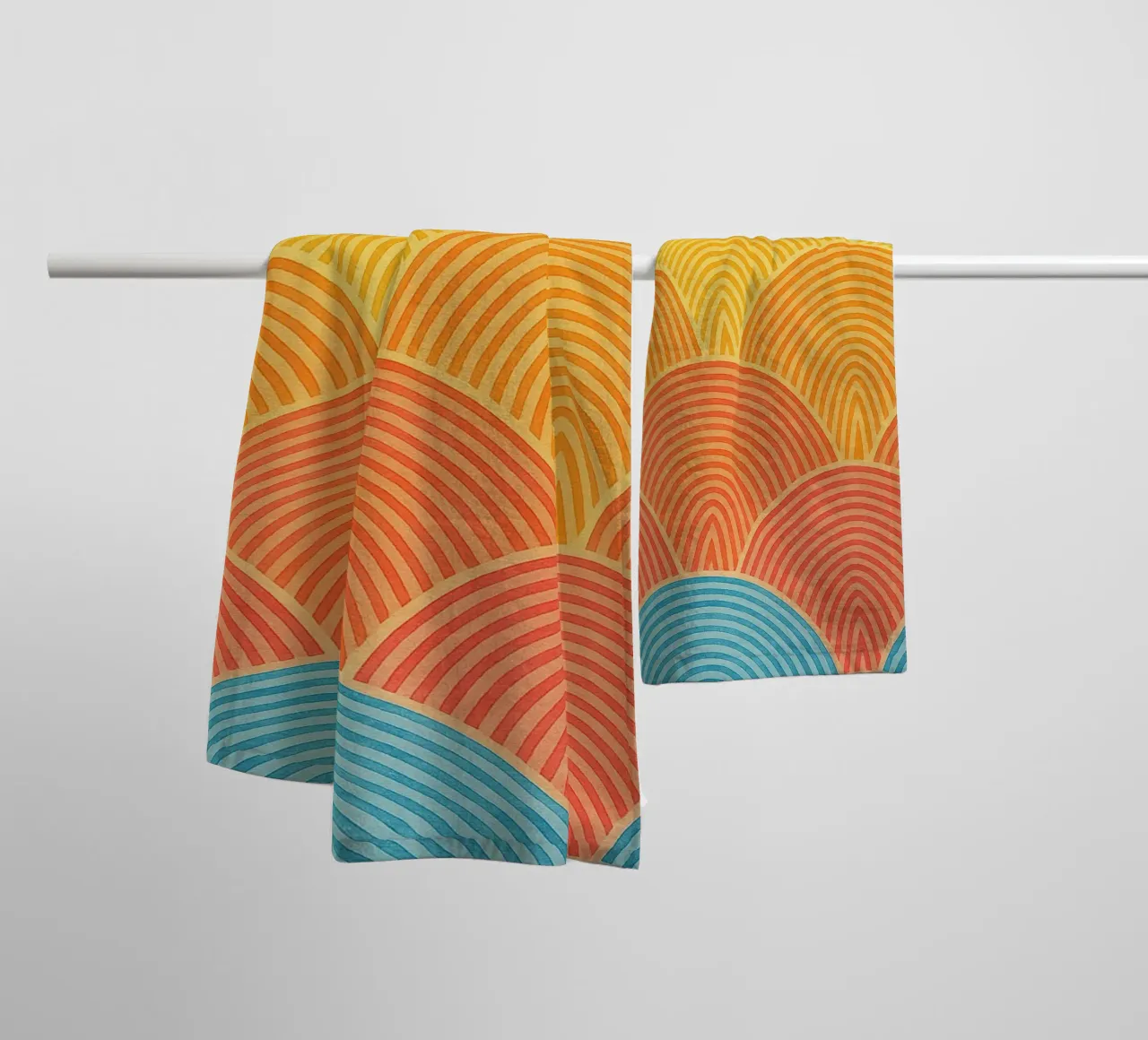 abstract geometric half circle line towel by arkhanz