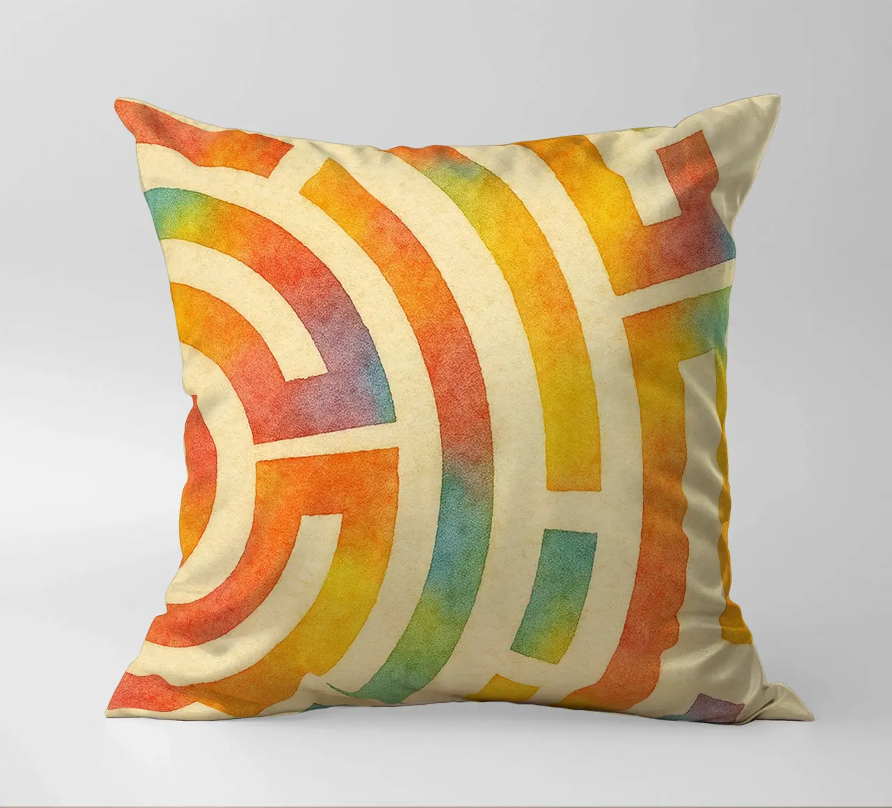 abstract geometric half labyrinth circle line decorative cushion by arkhanz