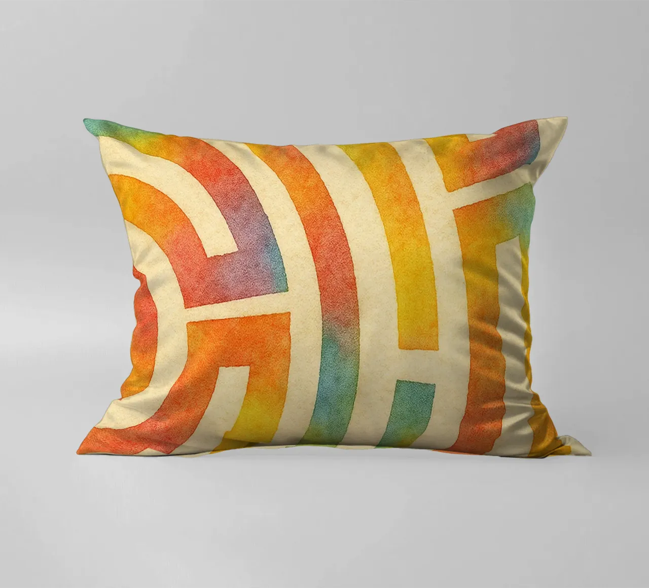abstract geometric half labyrinth circle line decorative cushion by arkhanz