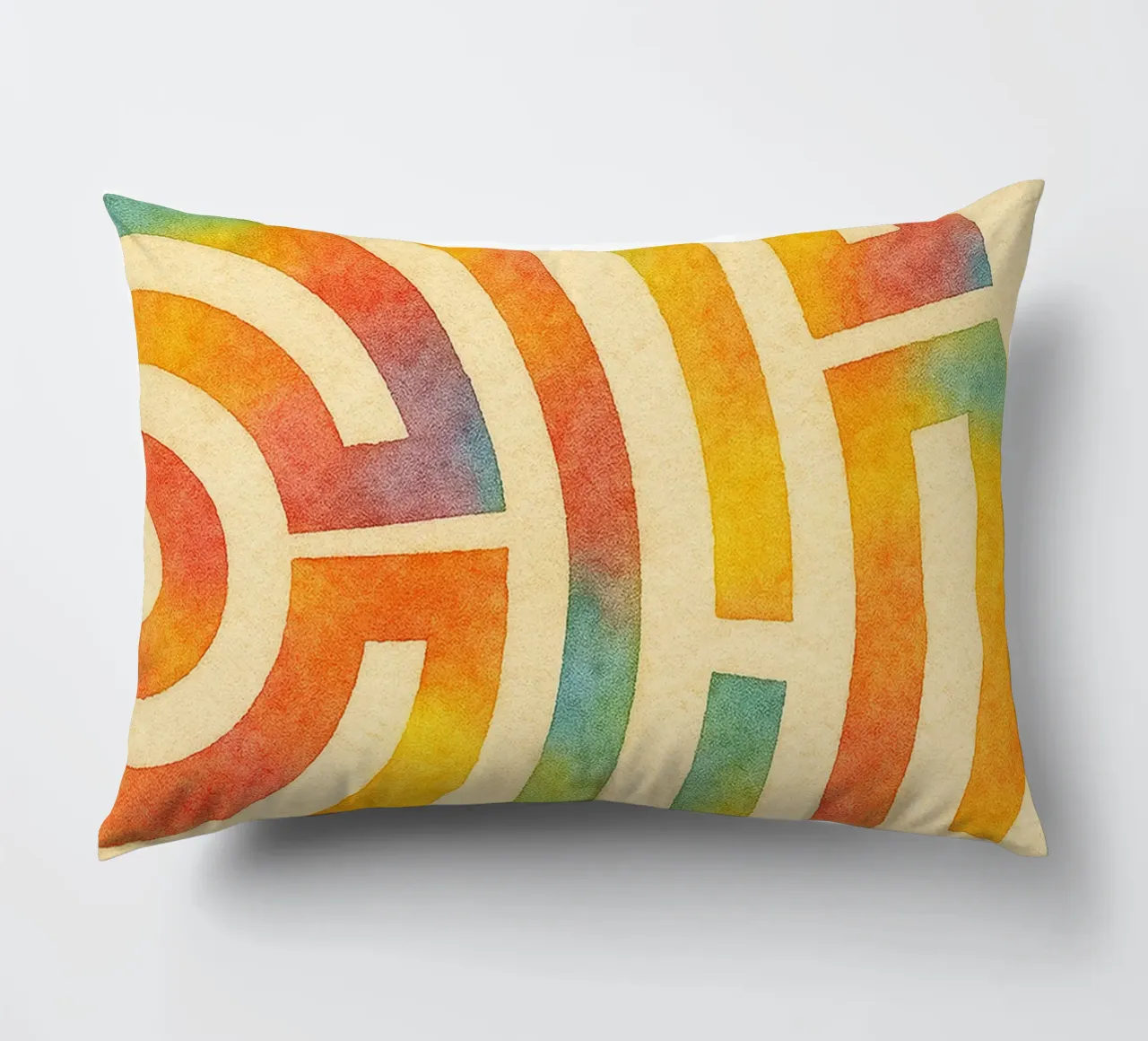 abstract geometric half labyrinth circle line decorative cushion by arkhanz