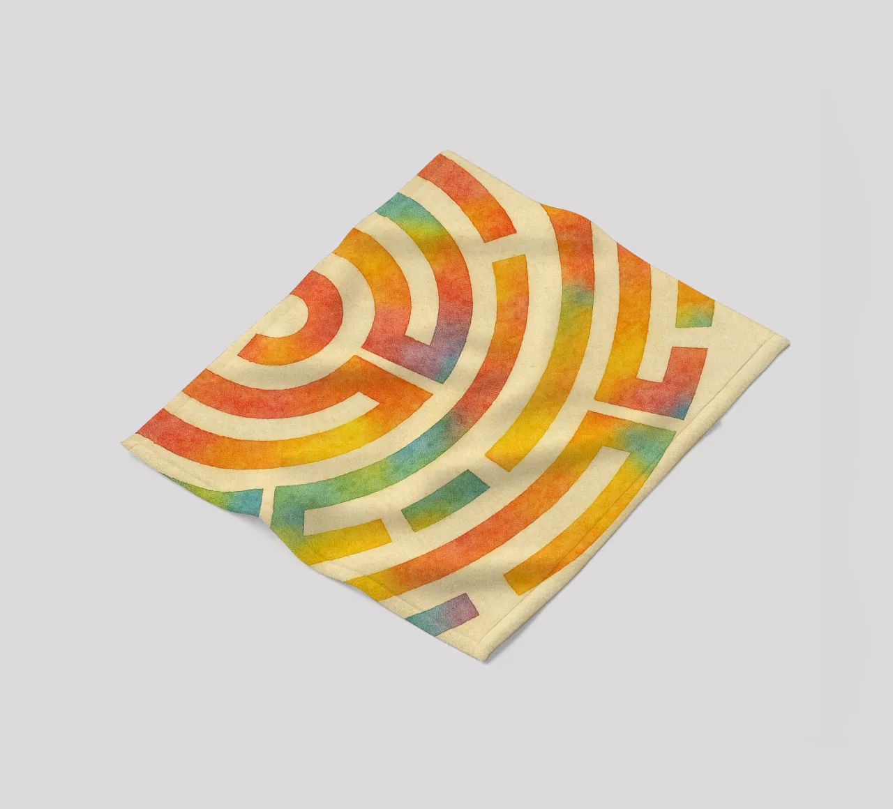 abstract geometric half labyrinth circle line fleece blanket by arkhanz