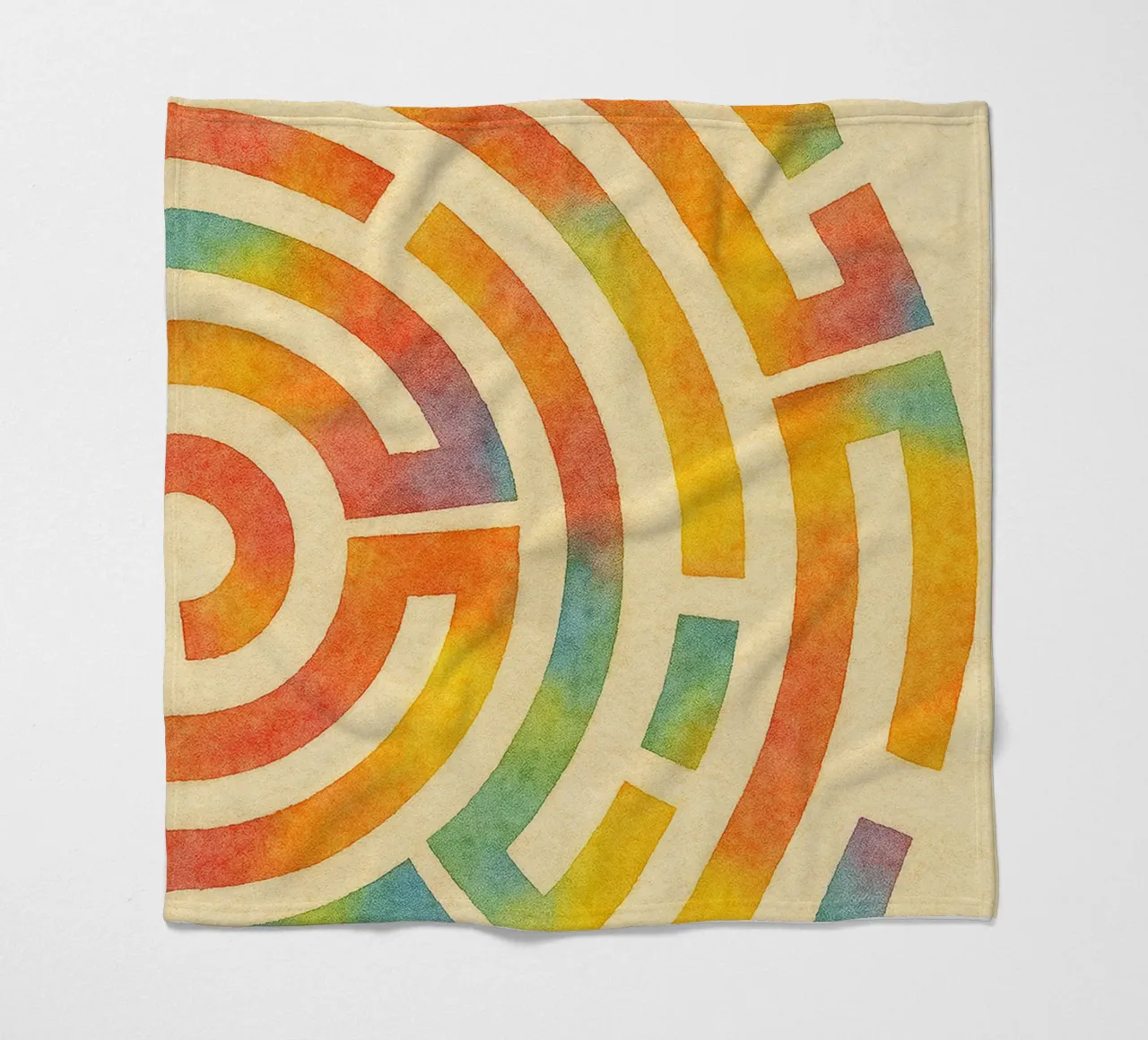 abstract geometric half labyrinth circle line fleece blanket by arkhanz