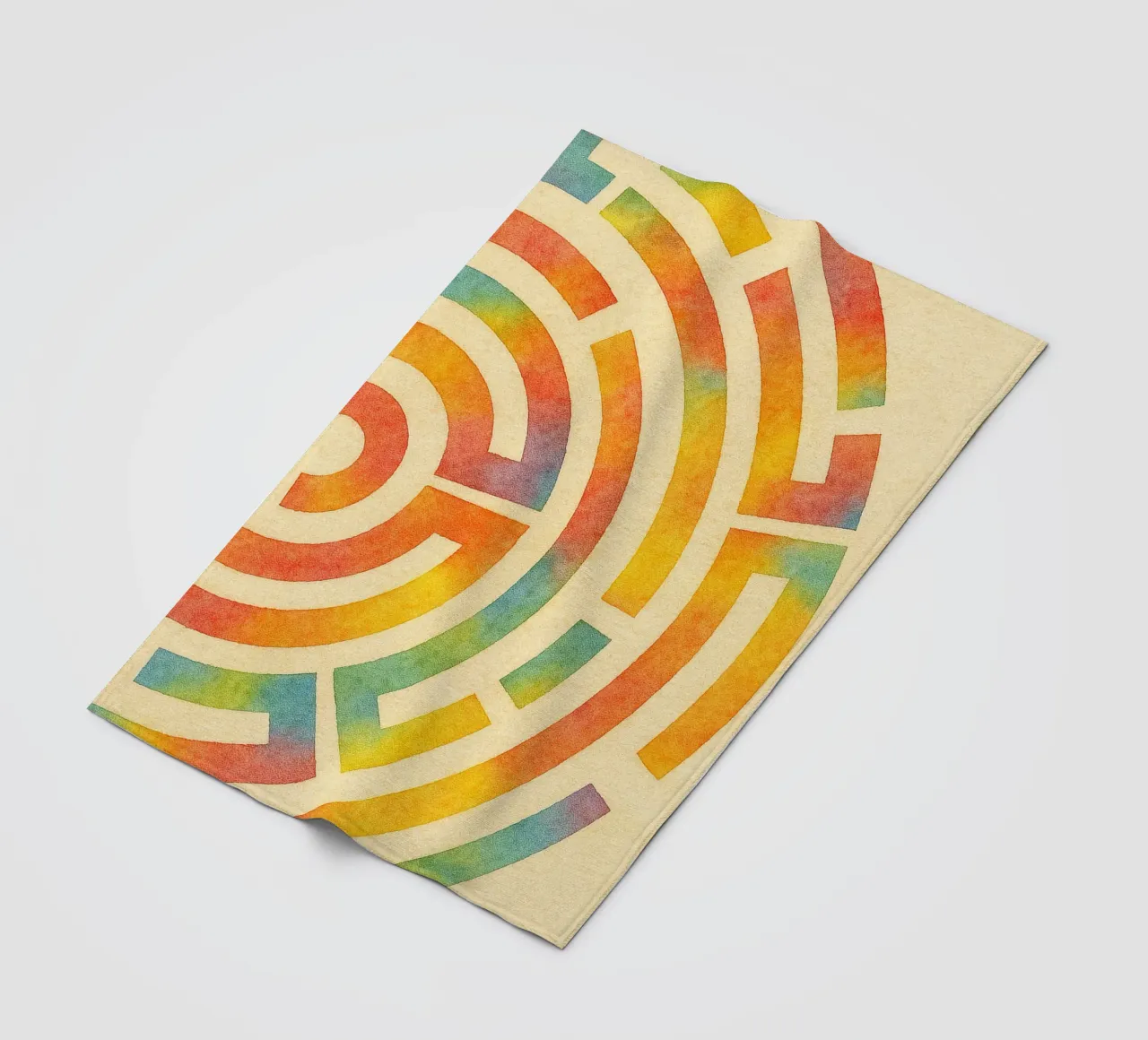 abstract geometric half labyrinth circle line fleece blanket by arkhanz