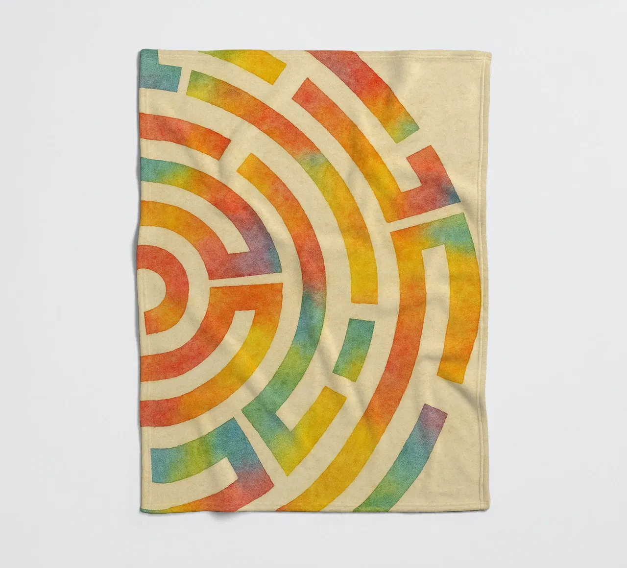 abstract geometric half labyrinth circle line fleece blanket by arkhanz