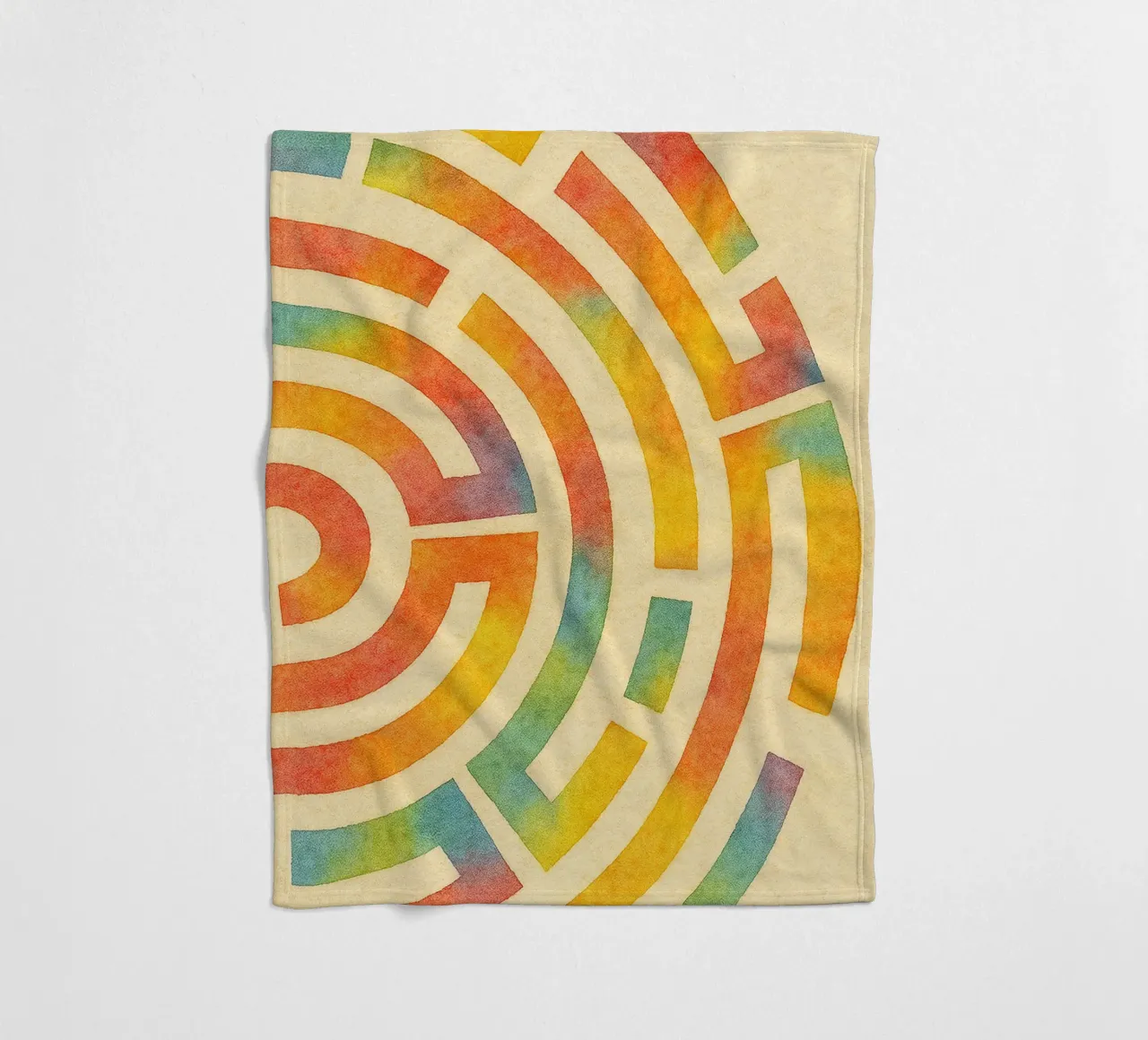 abstract geometric half labyrinth circle line fleece blanket by arkhanz