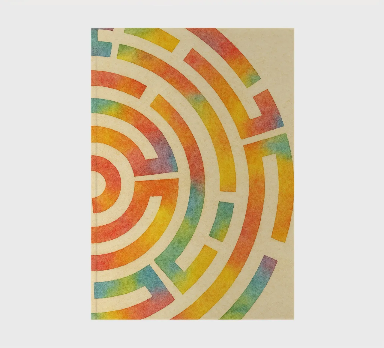 abstract geometric half labyrinth circle line notebook by arkhanz