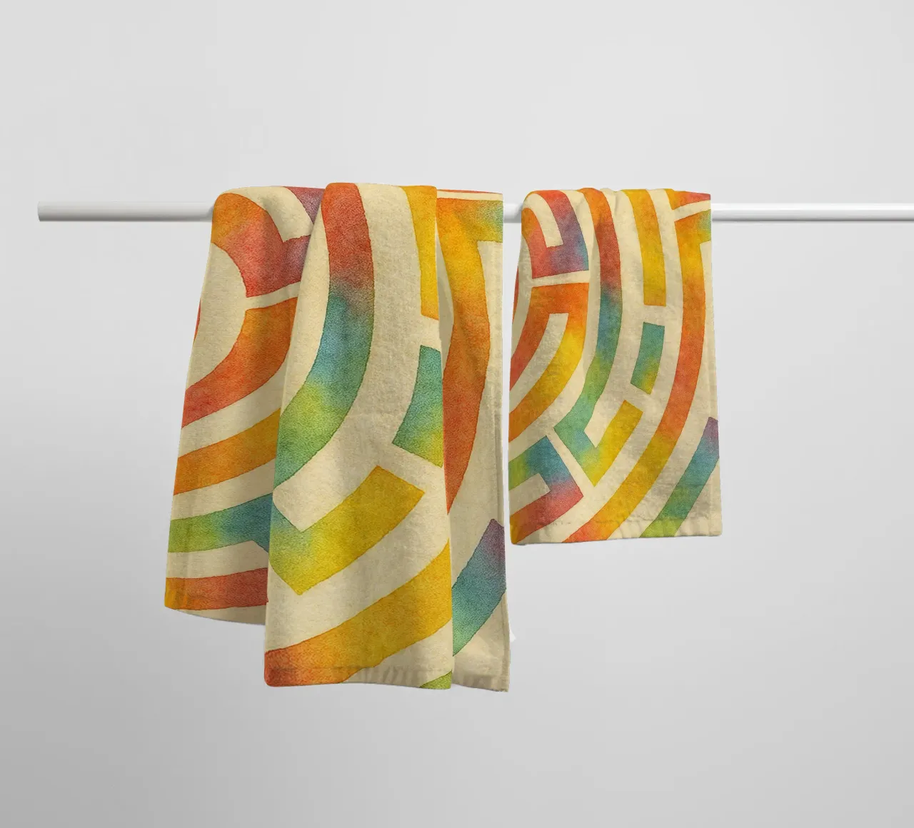 abstract geometric half labyrinth circle line towel by arkhanz