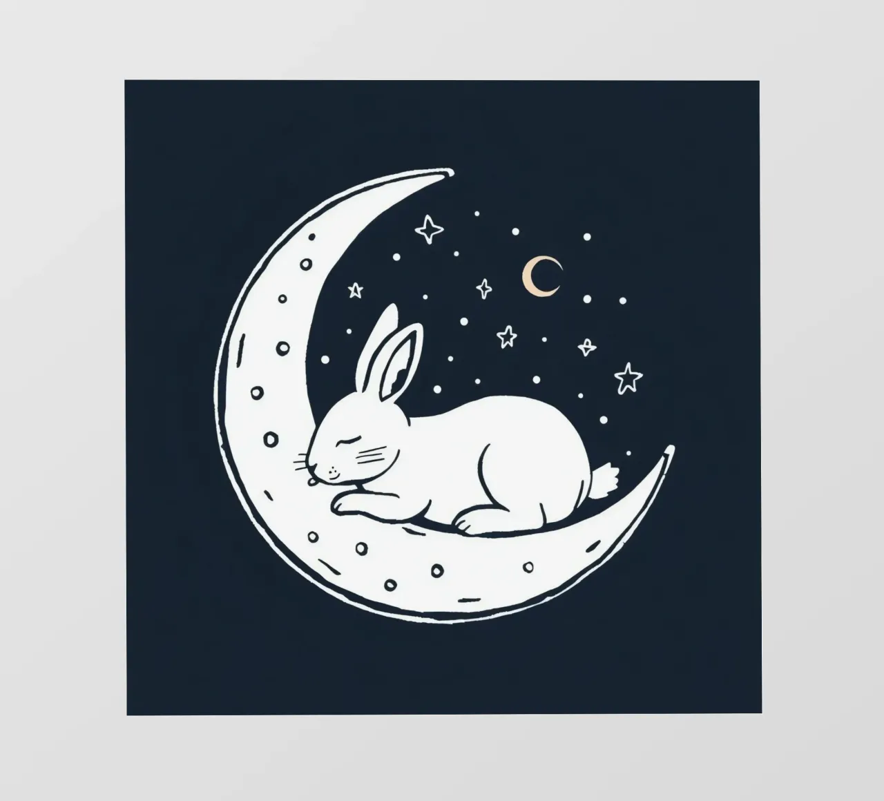 Sleeping bunny resting on crescent moon surrounded by stars pvc cover by DesignDoodle