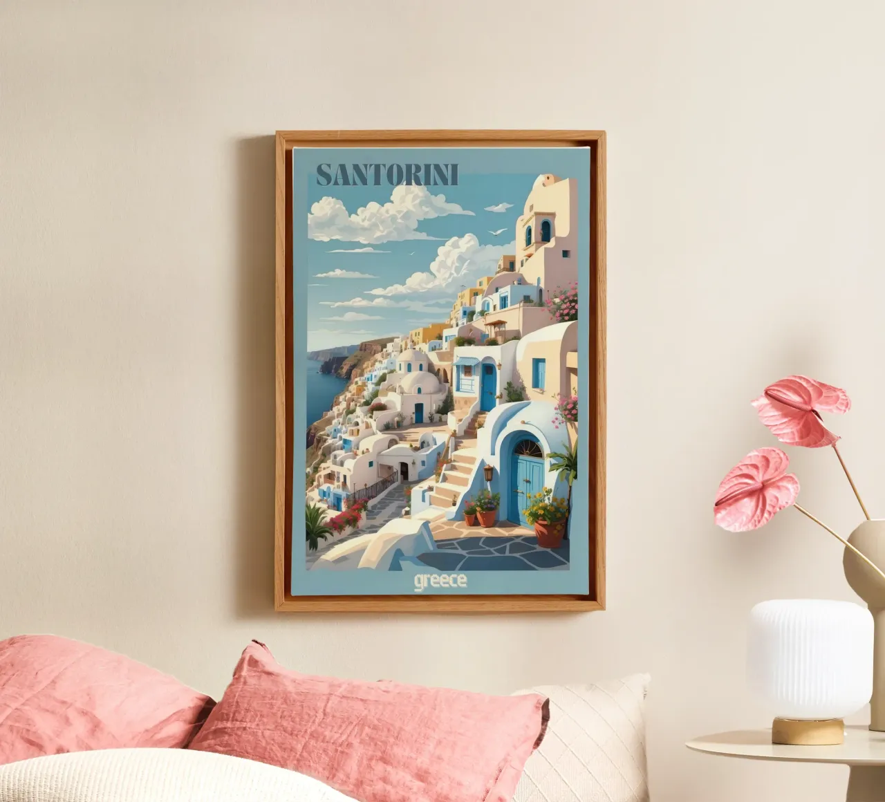 Santorini's Charm Vintage Retro canvas by Beauty wall