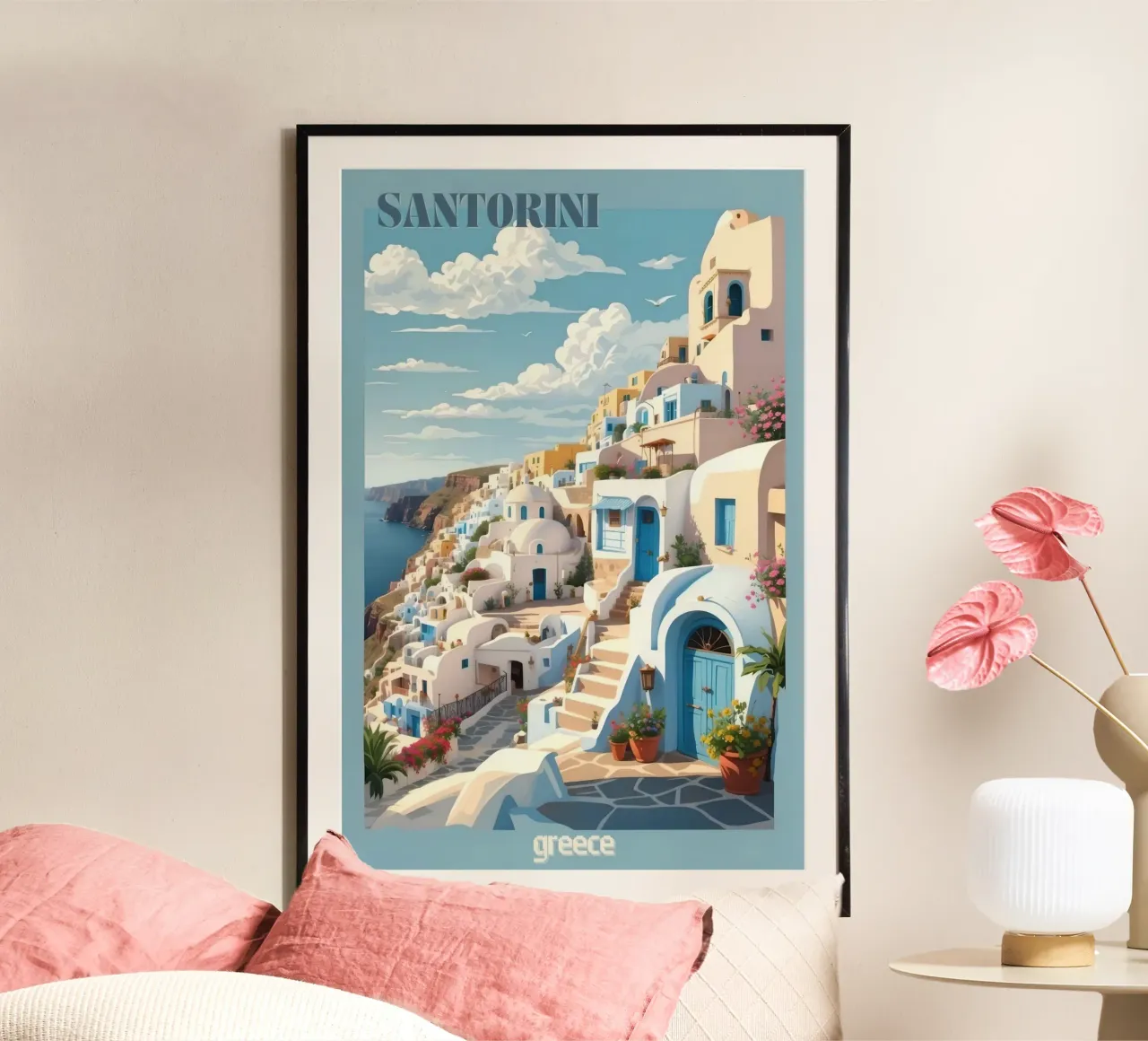 Fascino di Santorini Vintage Retro carta hahnemühle da Beauty wall