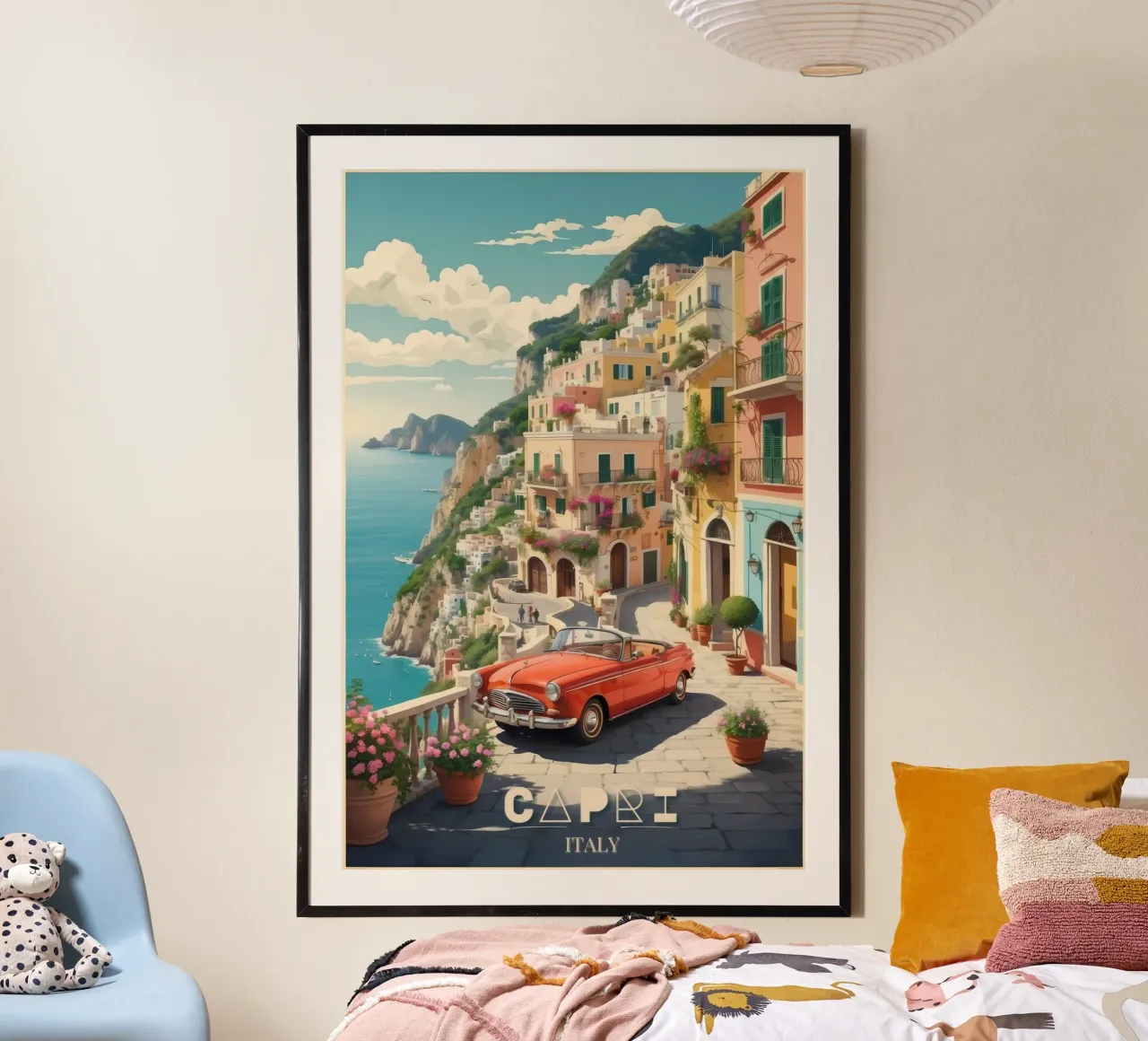 Capri Splendor Viaggio d'epoca poster con telaio in legno da Beauty wall