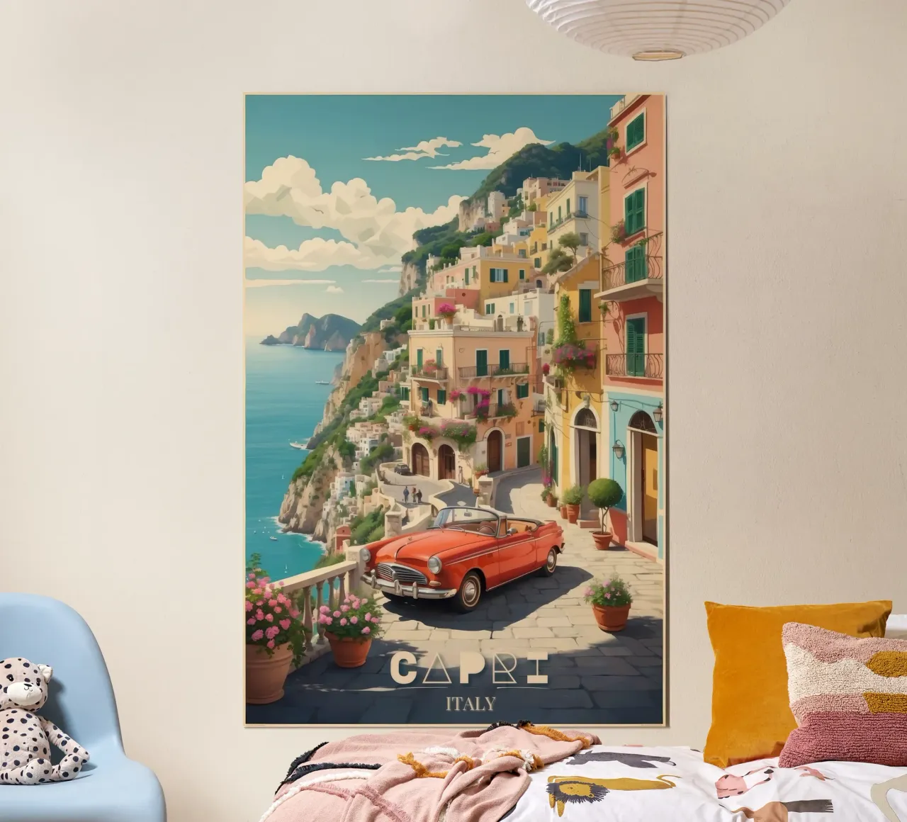Capri Splendor Viaggio d'epoca poster con telaio in legno da Beauty wall
