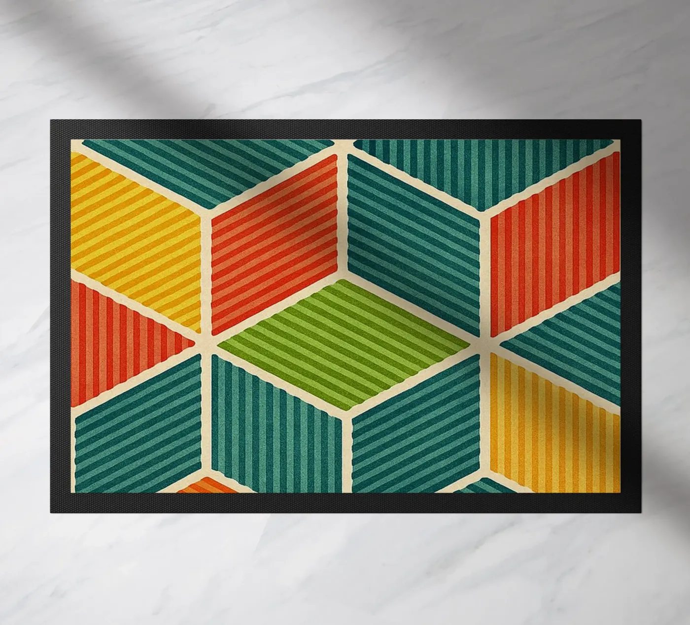 abstract geometric hexagonal line doormat by arkhanz