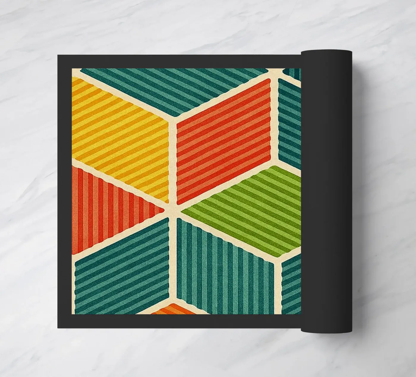 abstract geometric hexagonal line doormat by arkhanz