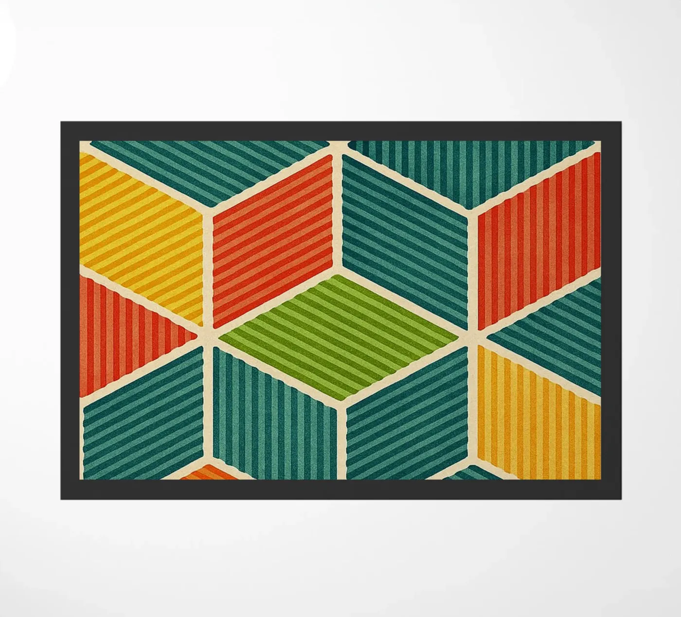 abstract geometric hexagonal line doormat by arkhanz
