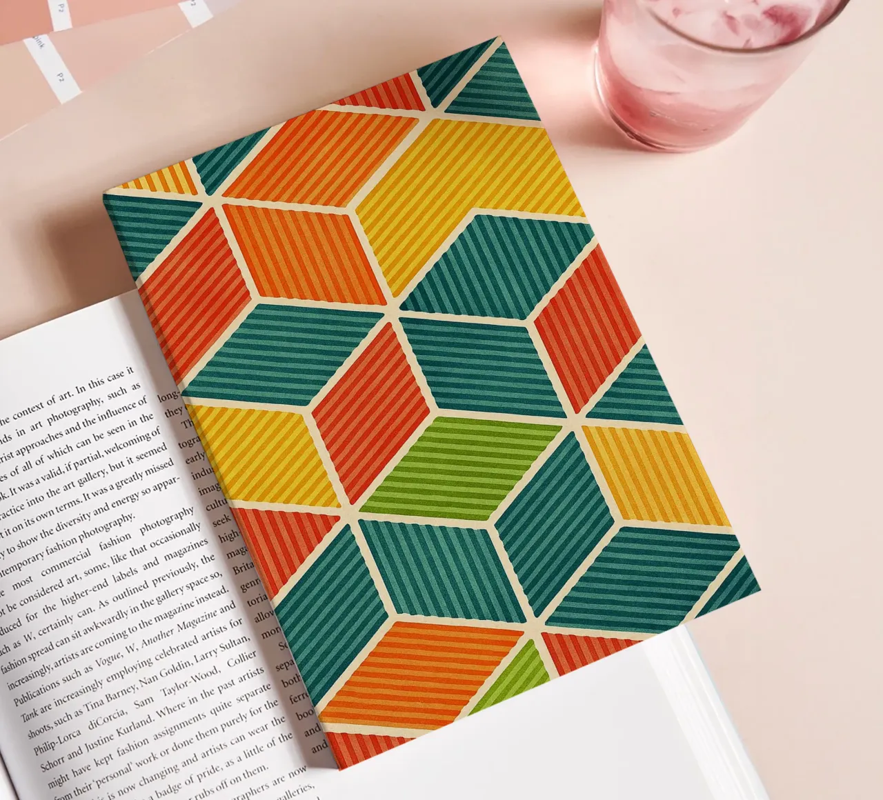 abstract geometric hexagonal line notebook by arkhanz