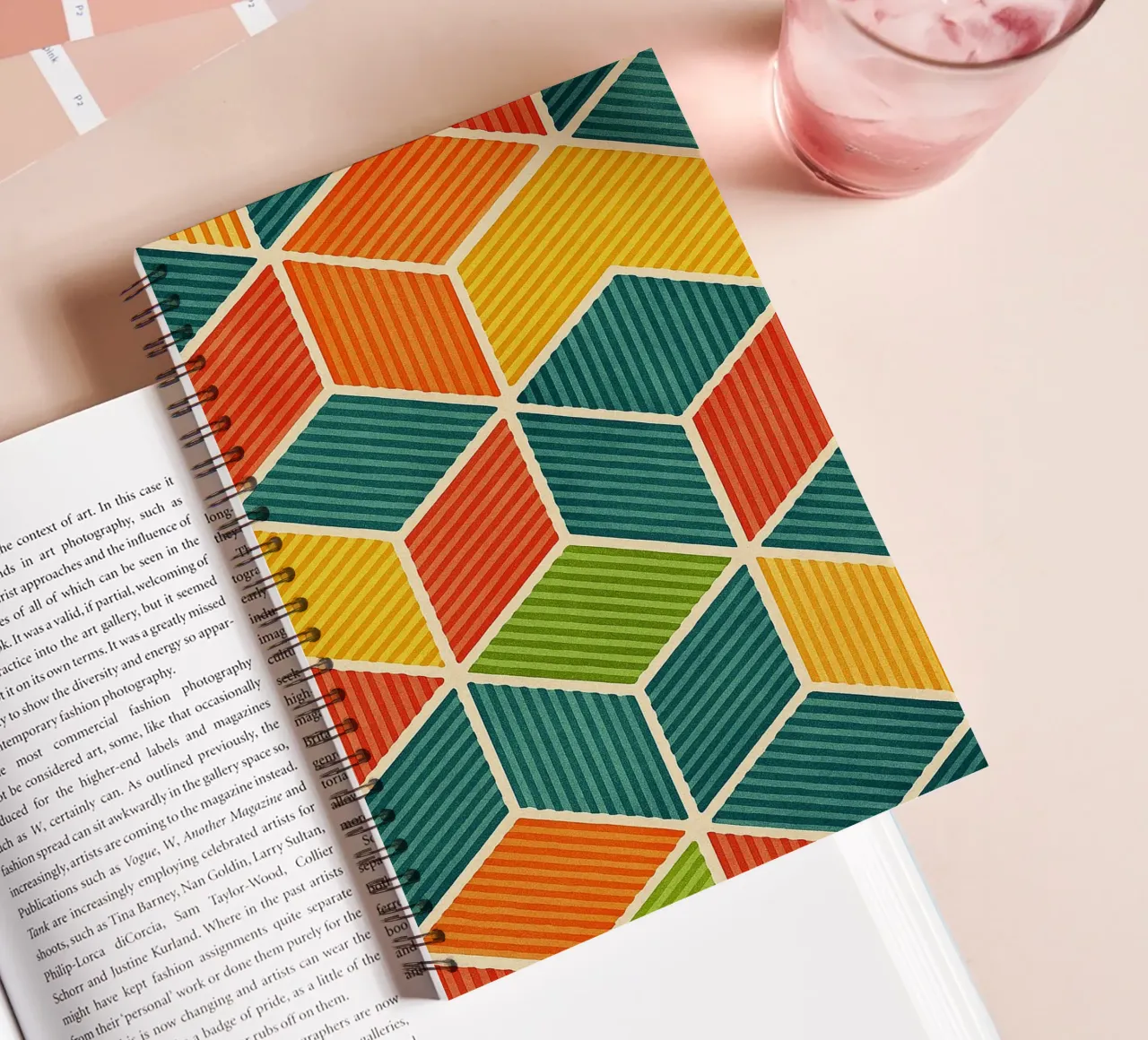 línea hexagonal geométrica abstracta cuaderno de espiral de arkhanz