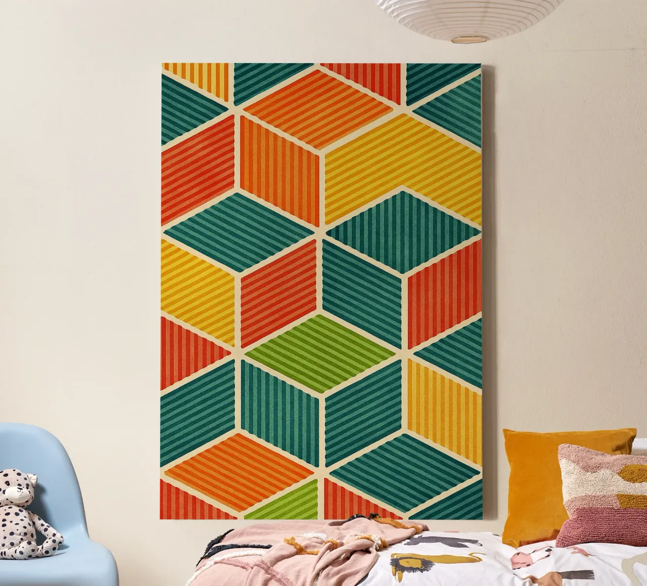 abstract geometric hexagonal line canvas by arkhanz