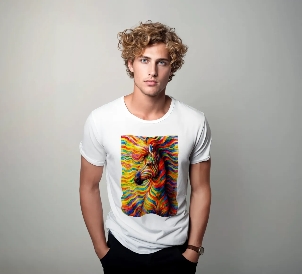 abstract geometric horse face line t-shirt by arkhanz