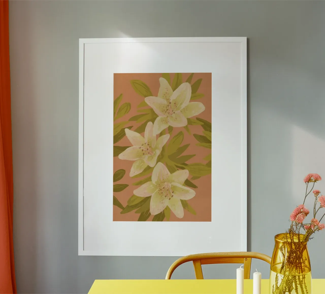 Lilies poster con telaio in alluminio da Goed Blauw
