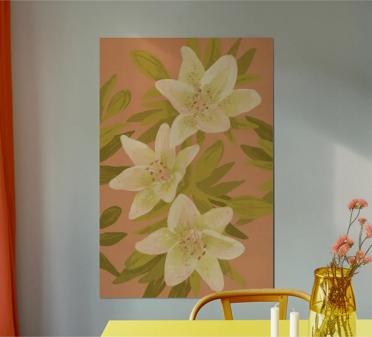 Lilies poster con telaio in alluminio da Goed Blauw