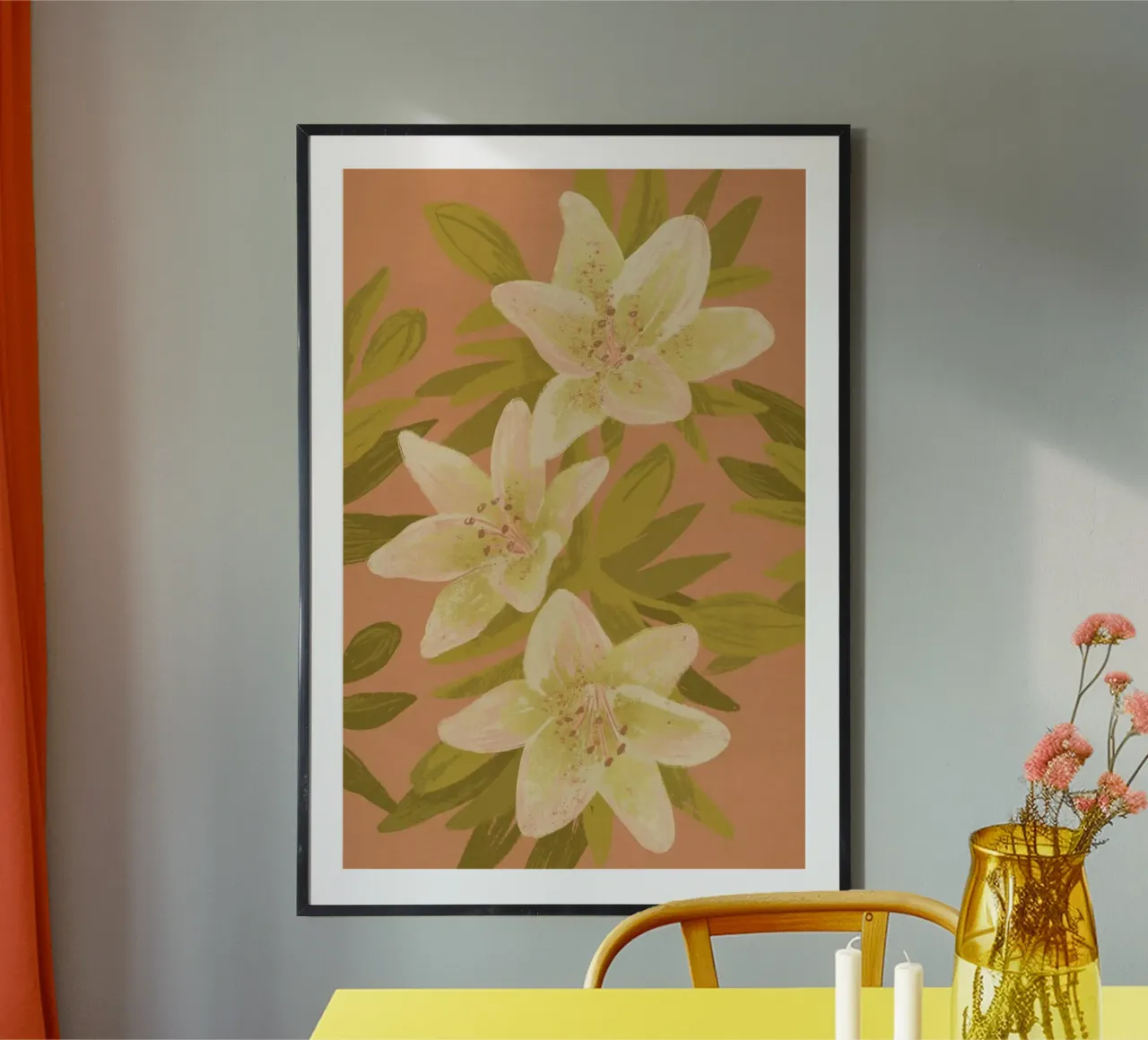 Lilies poster con telaio in alluminio da Goed Blauw