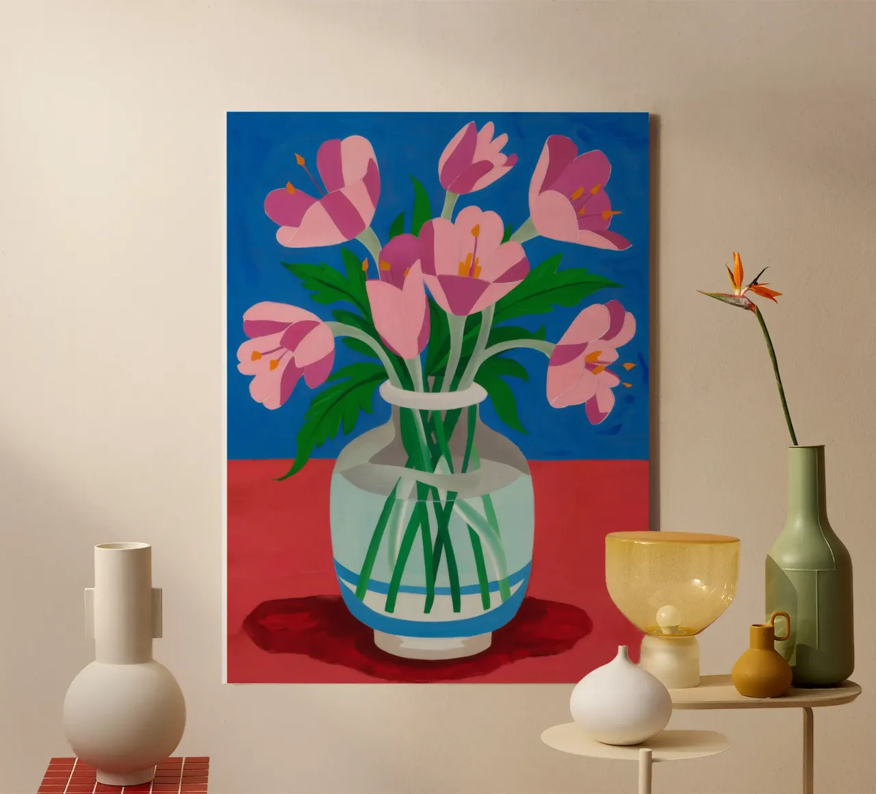 Tulp Glas Reflectie canvas van Tiga Bersama