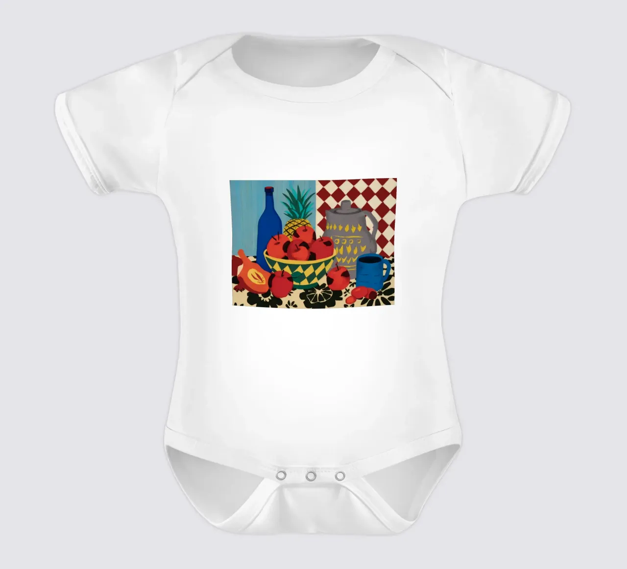 Festa a scacchi all'ananas body neonato maniche corte da Fable Tempa