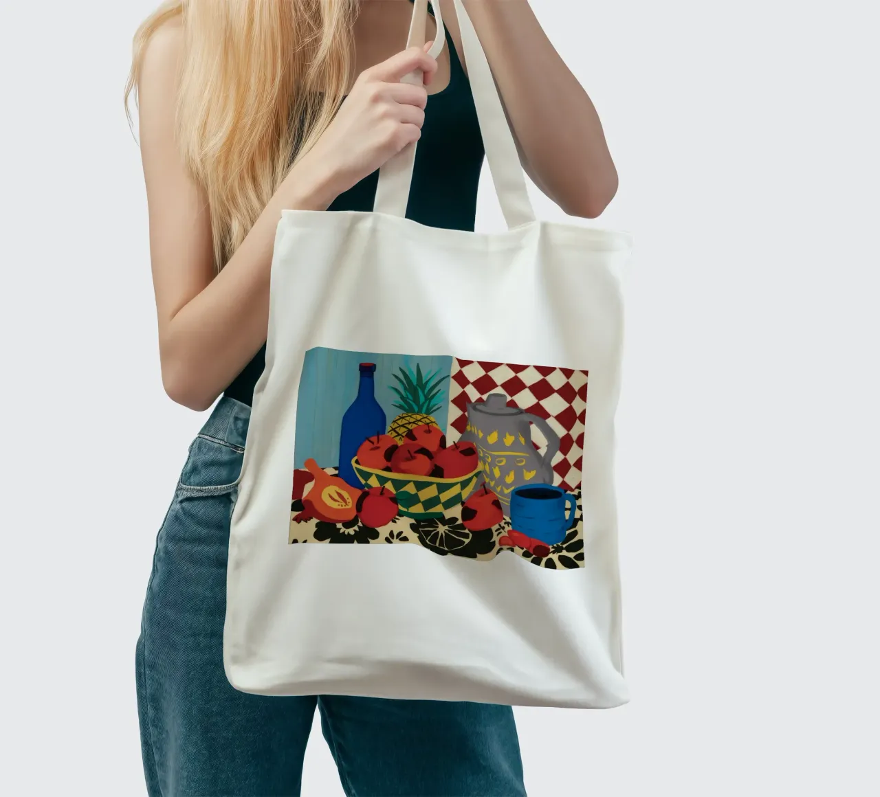 Festa a scacchi all'ananas borsa in juta da Fable Tempa