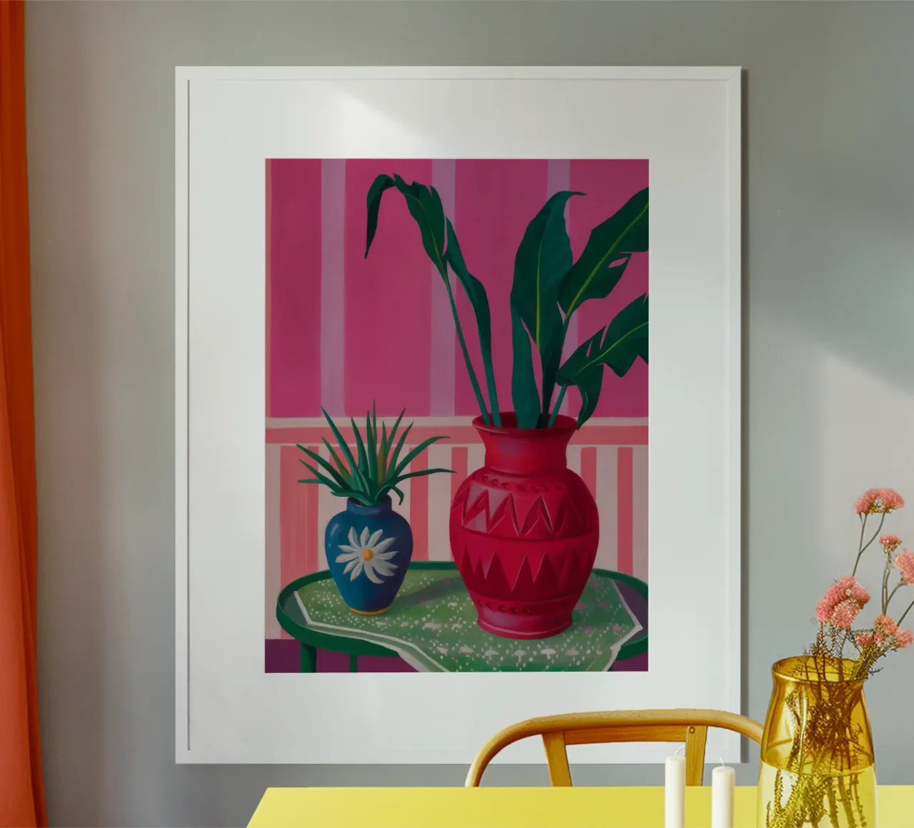 Vaso cremisi Verdure poster con telaio in legno da Tiga Bersama
