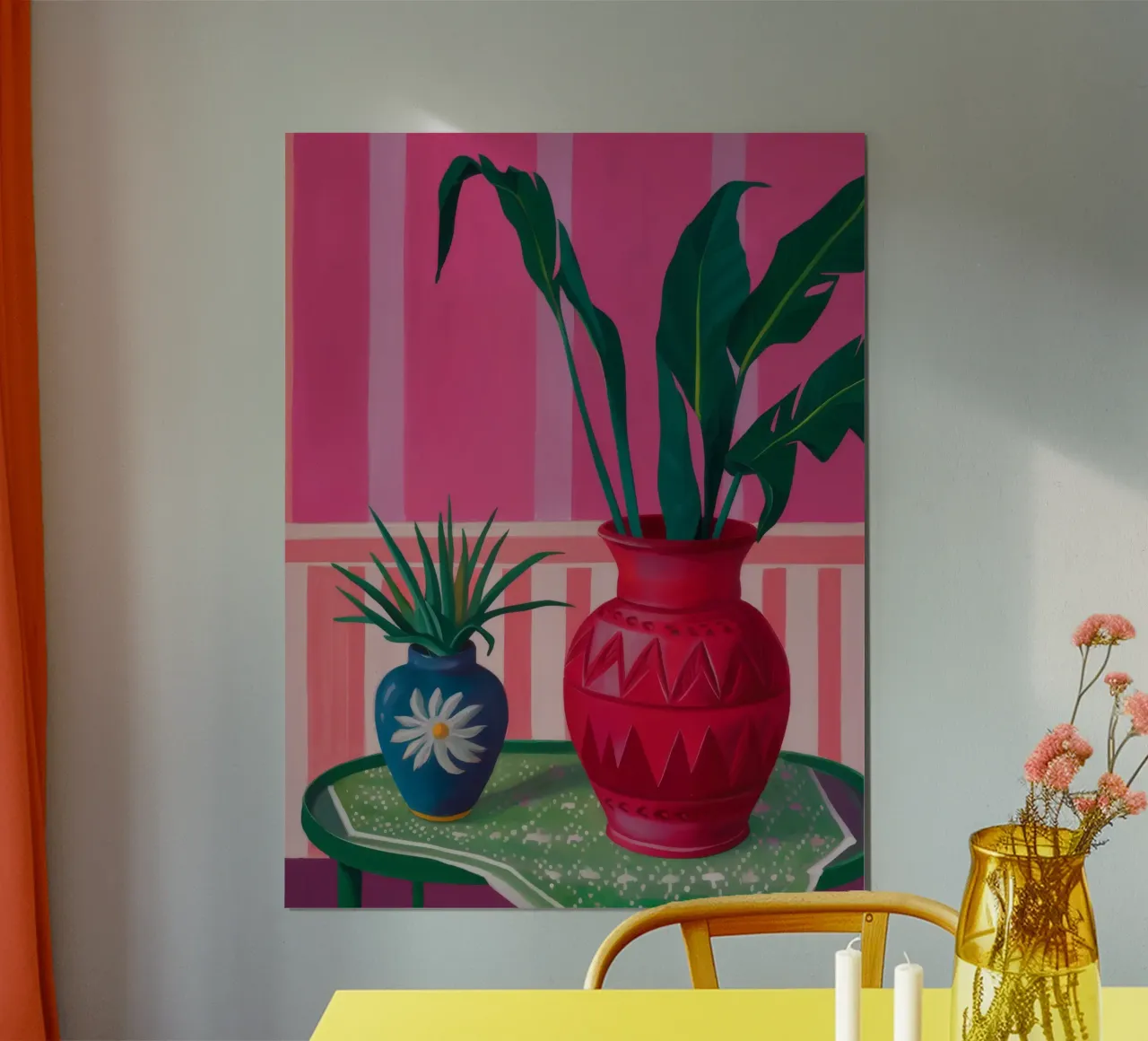 Vaso cremisi Verdure poster con telaio in legno da Tiga Bersama