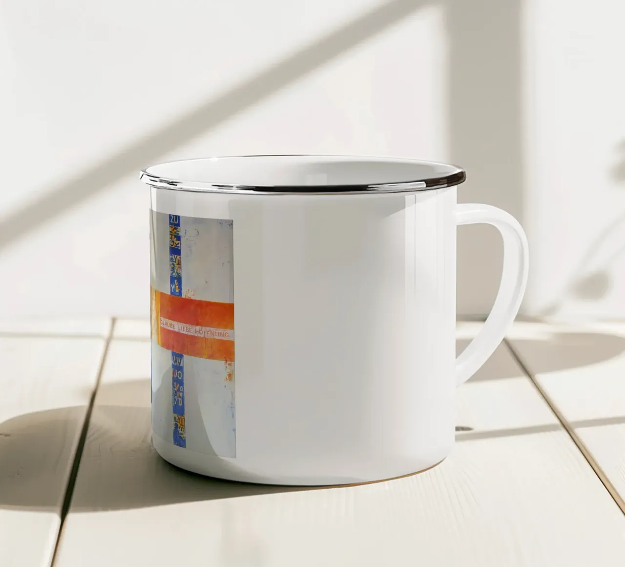 Glaube, Liebe, Hoffnung Emaille Tasse von Anita Gewald